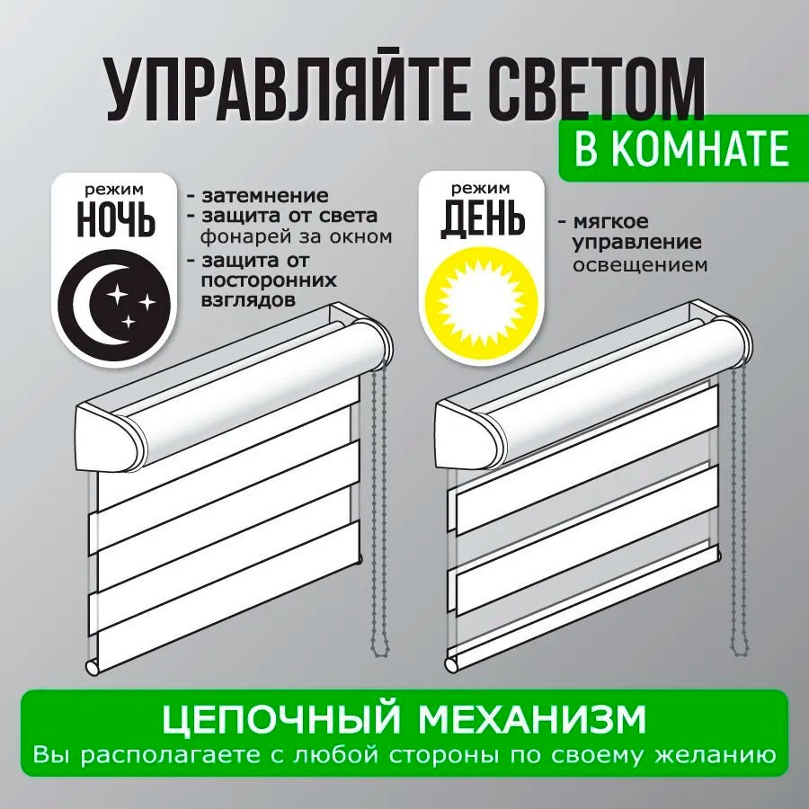 Роллета день/ночь КАНЗАС УЮТ 43*160 Белый