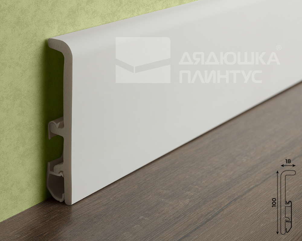 Плинтус Дуэт СОЛИД 1 UHD 56/100 2,0 м, Белый под покраску